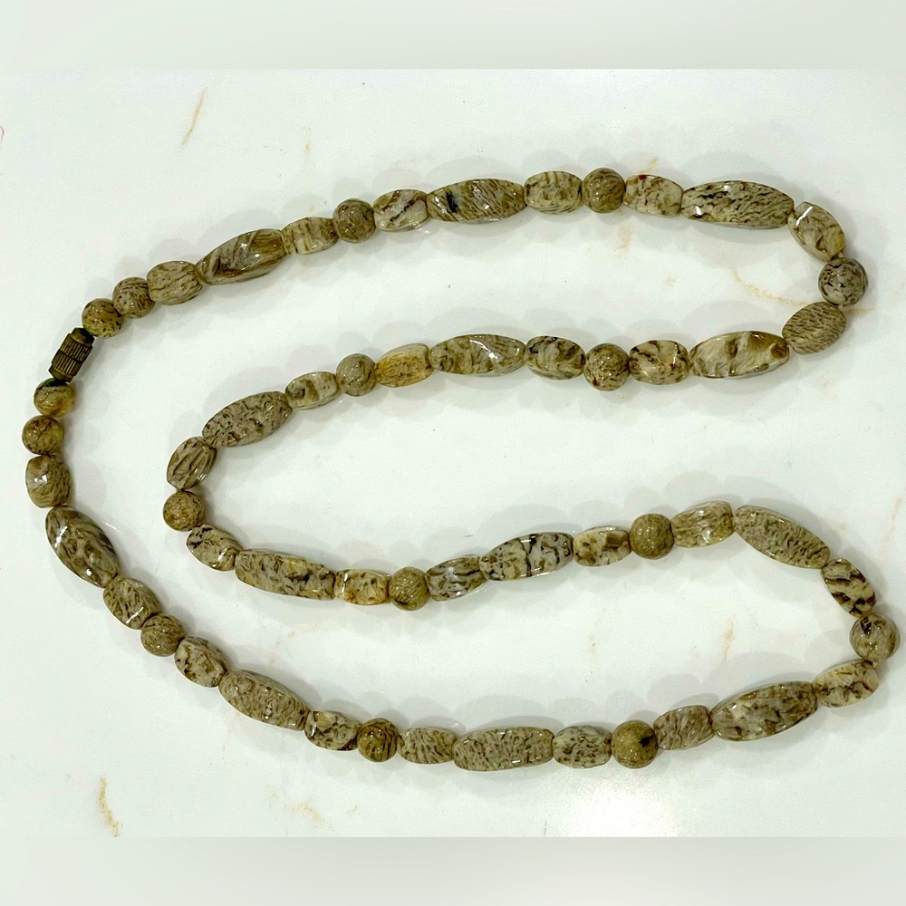 Vintage Brown tan stone long necklace